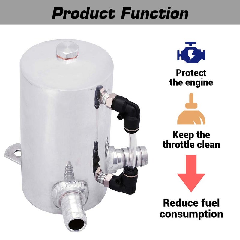 SPELAB Oil Catch Can Breather Tank Reservoir 0.5L Polished Aluminum with 19mm 3/4â€ Barb Inlet Outlet Silver - Image 3